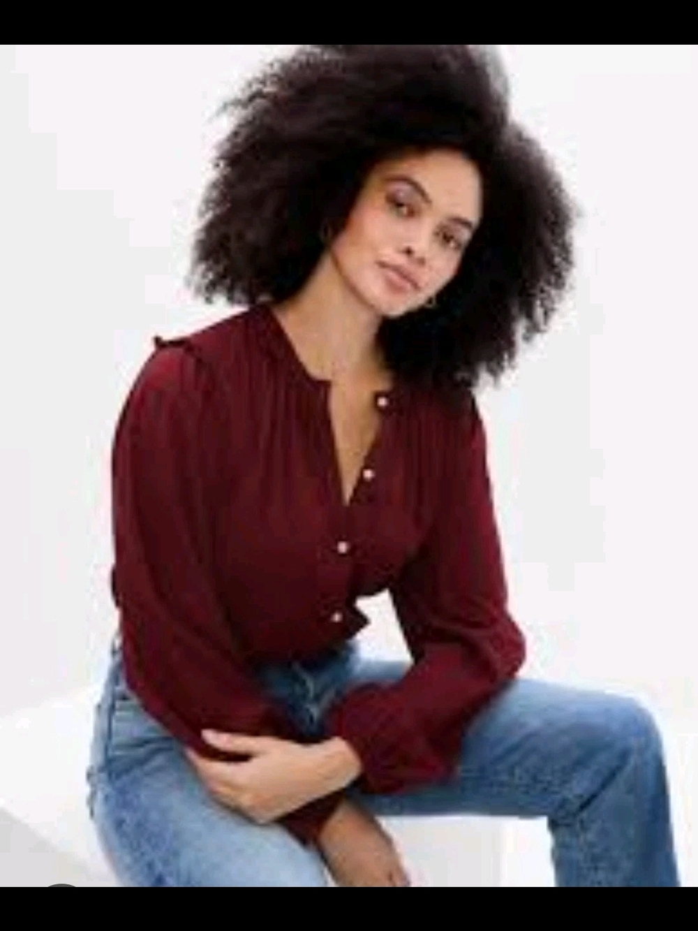 GAP Women's Long-Sleeve Button Blouse - Deep Burgundy